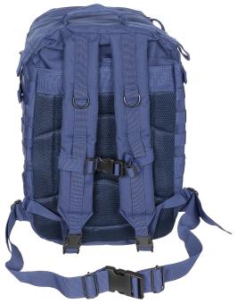 MFH Assault II 40L MOLLE backpack with multiple compartments blue