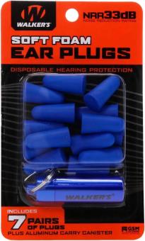 Walkers Soft Foam Blue Ear Plugs 7-Pair