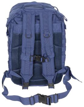 MFH Assault II 40L MOLLE backpack with multiple compartments blue