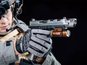 Olight_PL-3R_tan_weapons_mounted_light